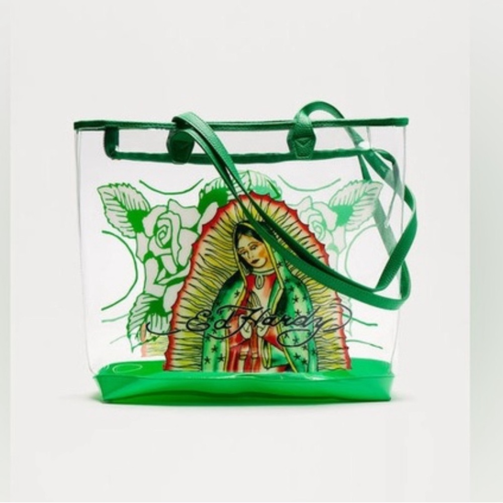 NWT Ed Hardy Virgin Mary Floral Tote Bag